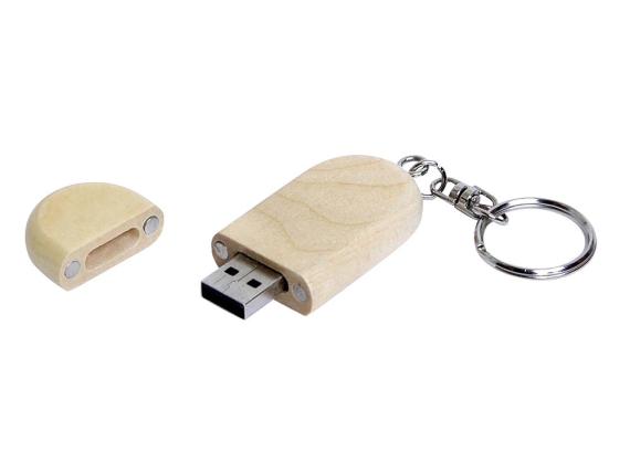 USB 2.0- флешка на 8 Гб овальной формы и колпачком с магнитом