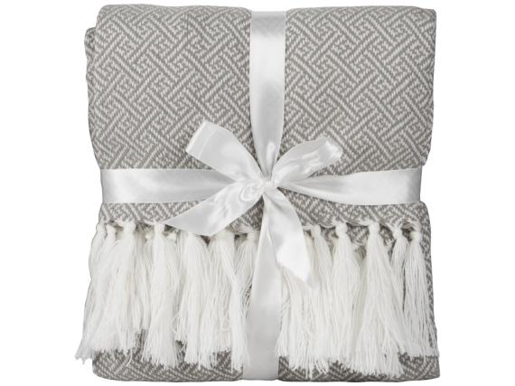 Плед акриловый с белой бахромой «Tassel»