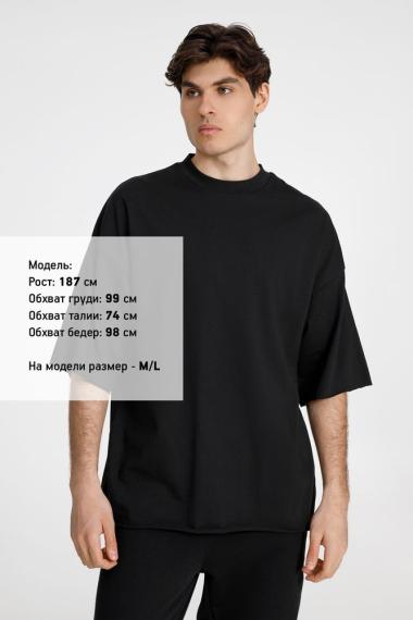 Футболка оверсайз унисекс T9, черная, размер M/L