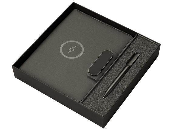 Подарочный набор «Twilight»: органайзер А5 с беспроводной зарядкой и металлическая шариковая ручка со светящимся логотипом