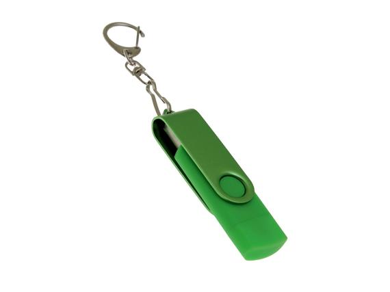 USB 2.0- флешка на 16 Гб с поворотным механизмом и дополнительным разъемом Type-C