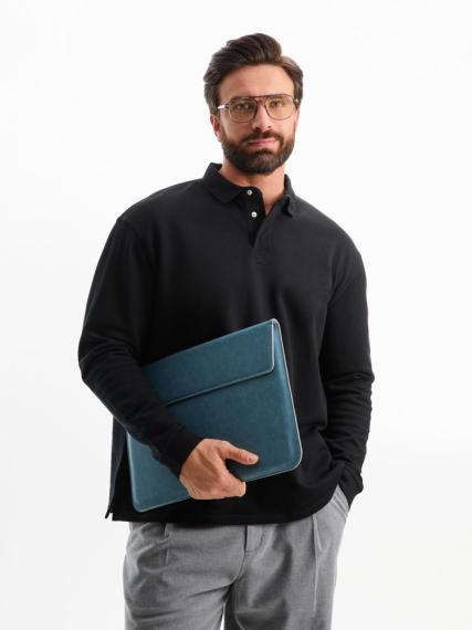 Рубашка поло оверсайз с длинным рукавом Heritage, черная, размер 3XL