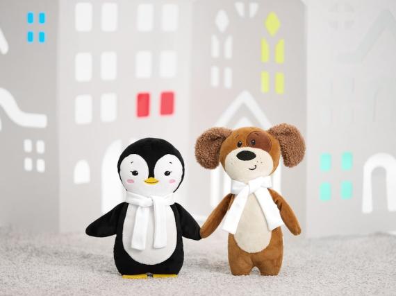 Мягкая игрушка Beastie Toys, пингвиненок с белым шарфом