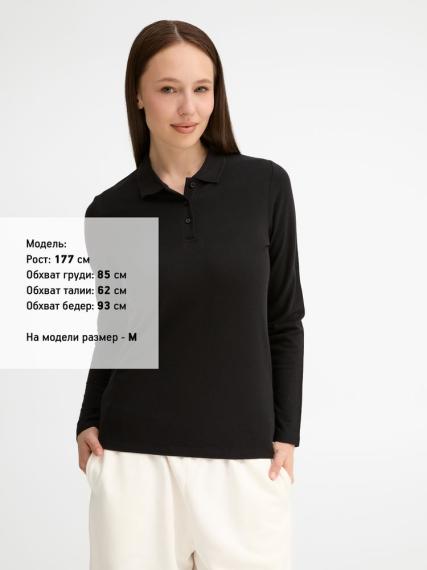Рубашка поло женская с длинным рукавом Perfect LSL Women черная, размер M