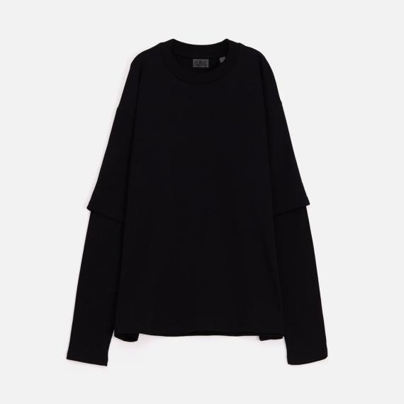 Футболка оверсайз с двойным рукавом Kosmos, черная, размер XL/XXL