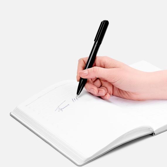 Ручка шариковая Lucenti с подсветкой логотипа, черная