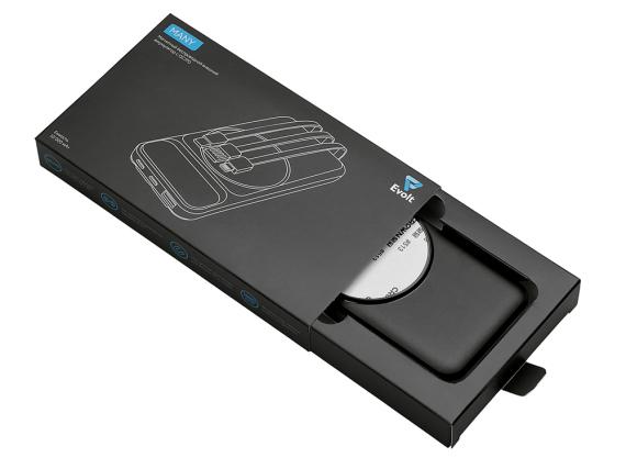 Магнитный беспроводной внешний аккумулятор со встроенными кабелями «Мэни», 10000 мАч