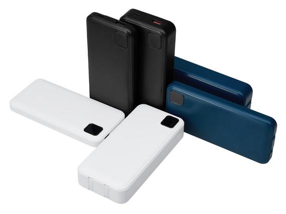 Внешний аккумулятор со встроенными кабелями «Фрэйм Про», быстрая зарядка, 20000мач